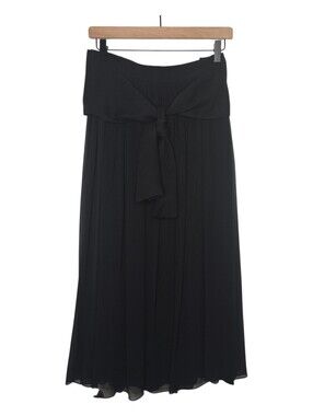 Brooks Brothers Womens Black Vintage Silk Wrap Midi Skirt Size 8